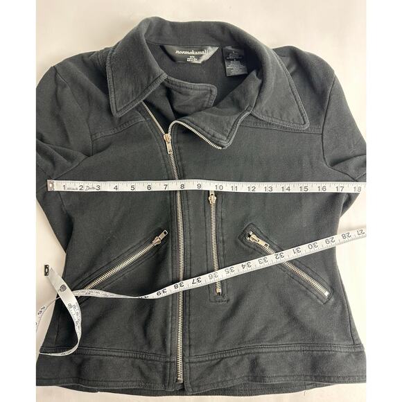 Norma Kamali Size Medium Black Moto Jacket Coat Motorcycle Punk Zippers Cotton - Picture 11 of 13